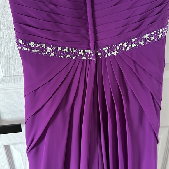 GlamourGirl full length purple one shoulder strap prom dress. - Picture 8 of 14